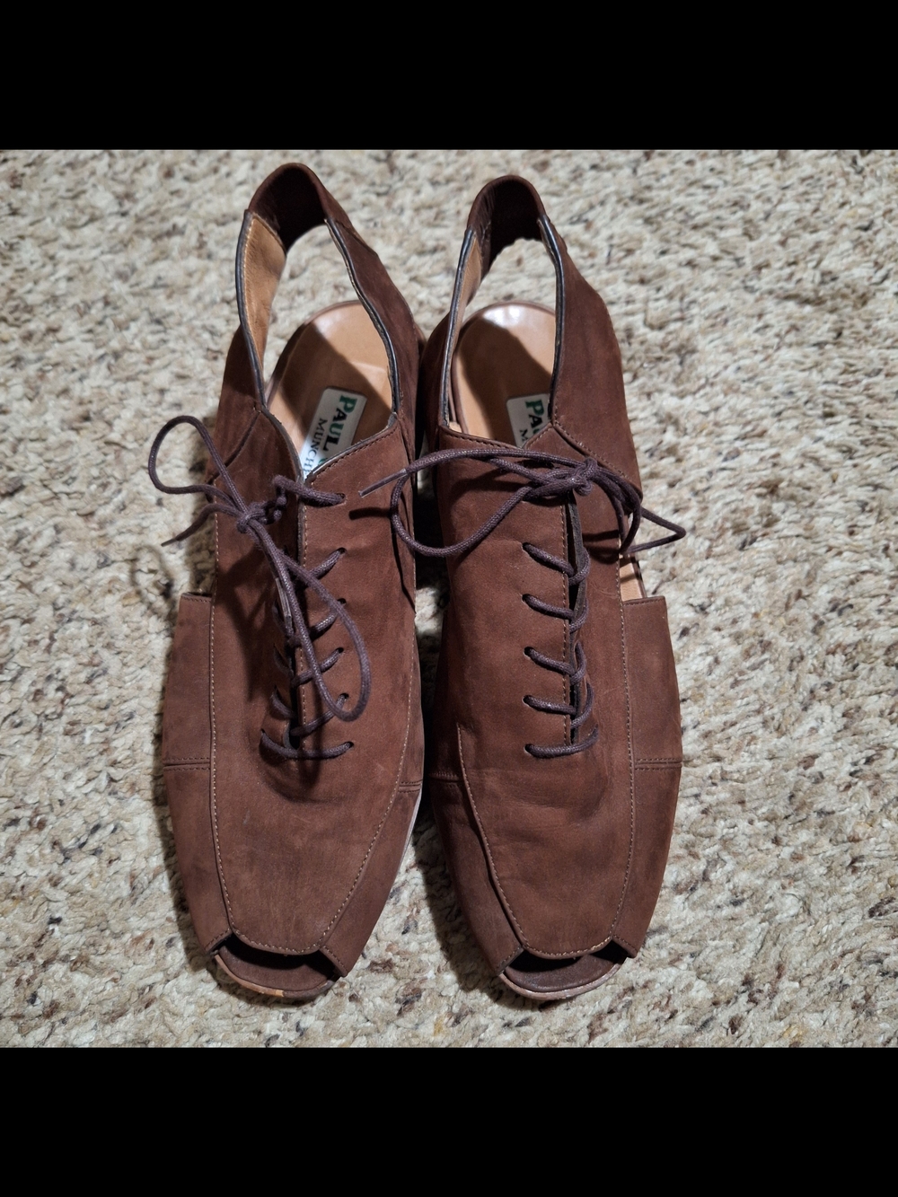 Vintage Paul Green München Chunky Lug Sole Lace-Up Peep-Toe Sandals UK 5/US 7.5